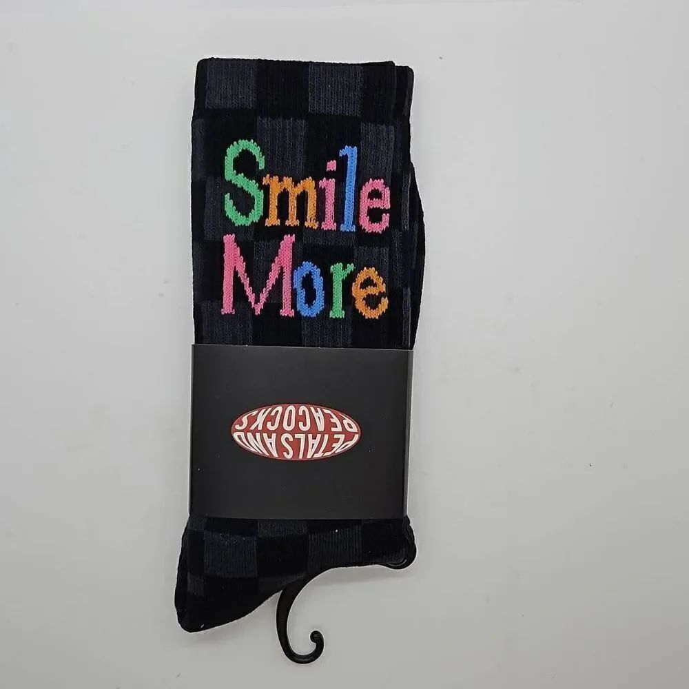 Smile More Affirmations Checkered Crew Unisex Socks One Size Fits Most